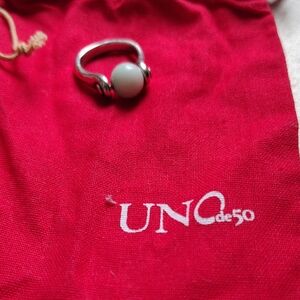 UNO de 50 Silver Ring with Gray Stone